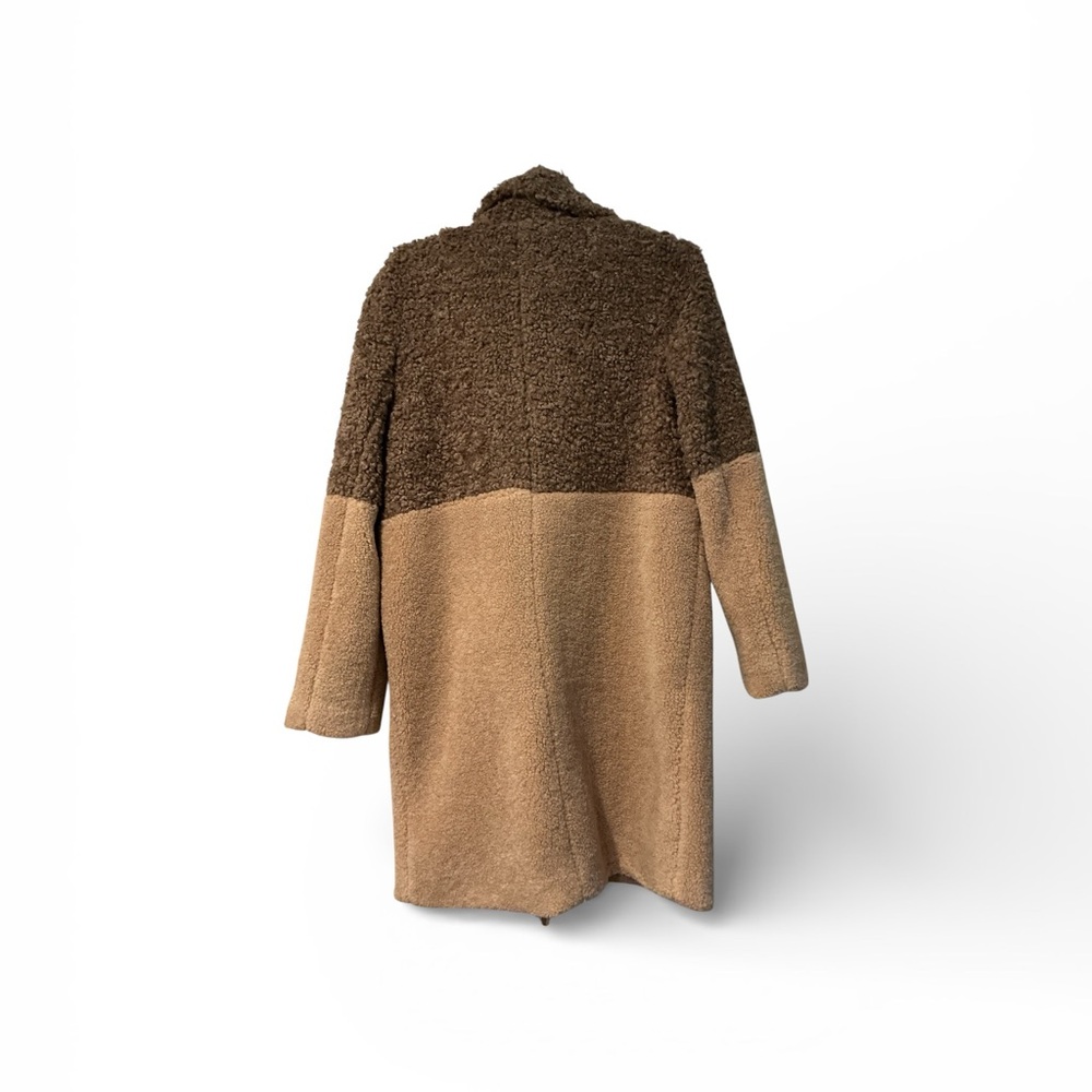 7 For All Mankind Two-Tone Teddy Coat Brown Camel Sherpa Jacket Size XS - Picture 3 of 9